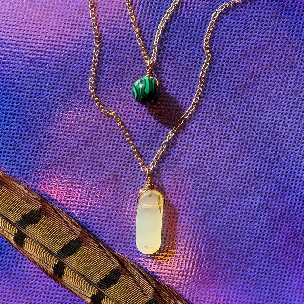 Malachite and Montana Moss Agate Pendant Necklace